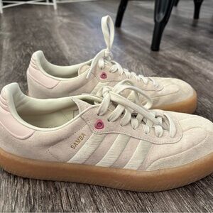Adidas Women's Pink and Cream Sneakers
